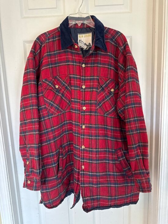 New Ground Other - Vintage 90's New Ground Red Plaid Button Down Shacket Size XL